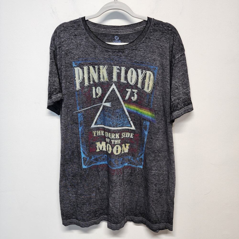 Liquid Blue Pink Floyd Dark Side Moon Burnout T-shirt Size XL Gray Lightweight